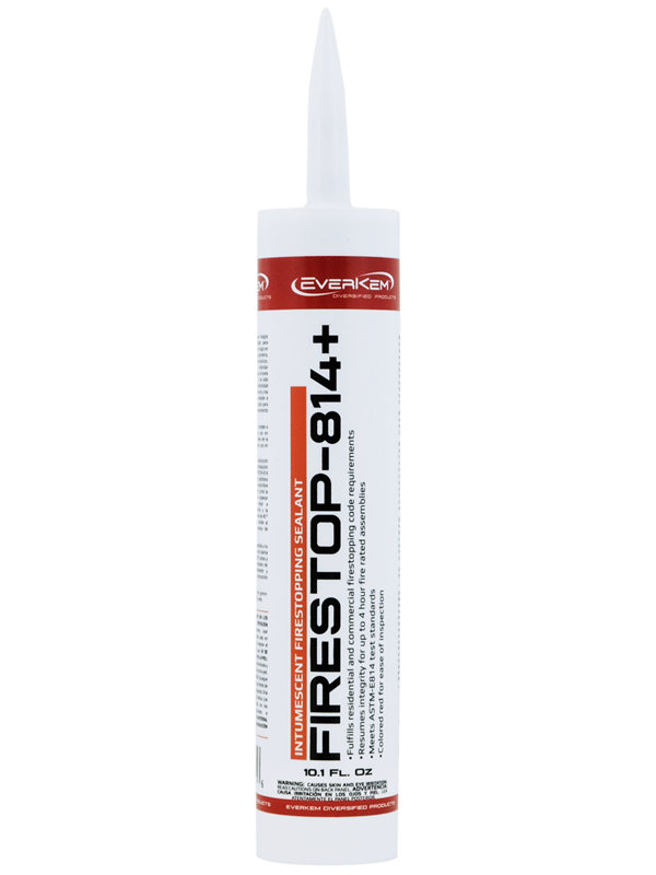 Firestop-814+ Elastomeric Intumescent Firestop Sealant – tested to ASTM-E814 for through-penetrations in hourly-rated assemblies.