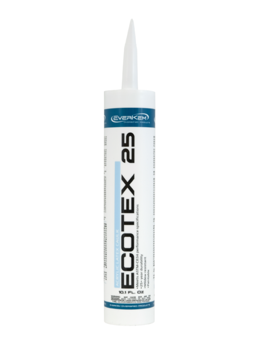 EcoTex 25 Acrylic Latex Caulk is an economical caulking material that can be used in interior and exterior applications.