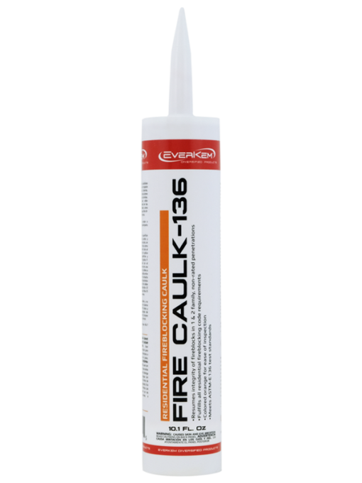 Fire Caulk-136 Non-Combustible Fireblocking Caulk – Tested to ASTM-E136 for non-combustibility, fulfills fireblocking requirements for through-penetrations in non-rated construction.