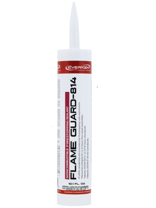 Flame Guard-814 Commercial Firestopping Caulk – tested to ASTM-E814 for through penetrations in hourly rated assemblies.