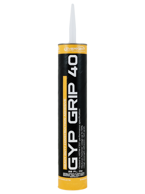 Gyp Grip 40 is a heavy duty drywall adhesive / heavy duty construction adhesive. Meets ASTM-C557 and reduces mechanical fastener usage by up to 50%
