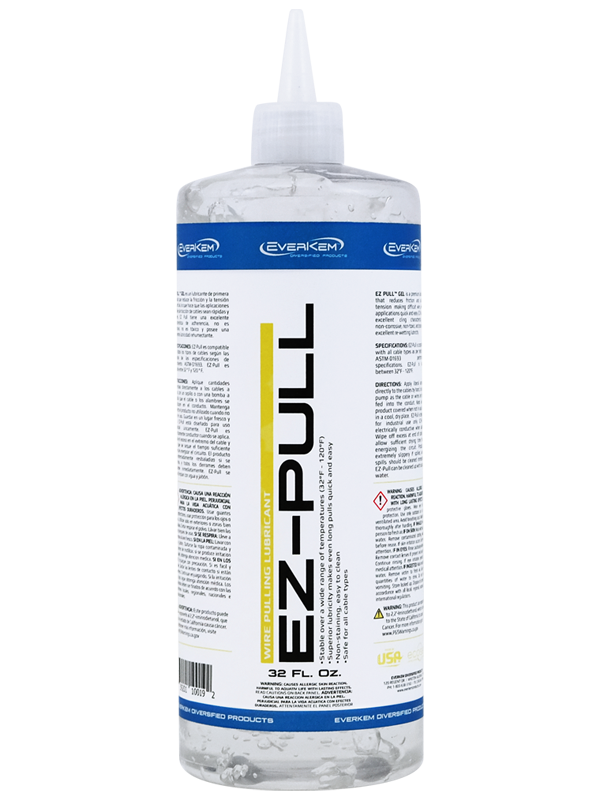 EZ-Pull is a wire pulling lubricant gel that is easy to clean up, non-staining, and safe for all cable types.