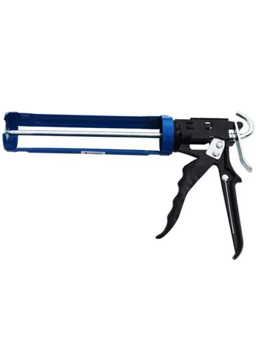 Everkem Pro Series Heavy Duty Skeleton Caulk Gun with rotating barrel, ladder hook, nozzle cutter, thumb release, and foil piercer