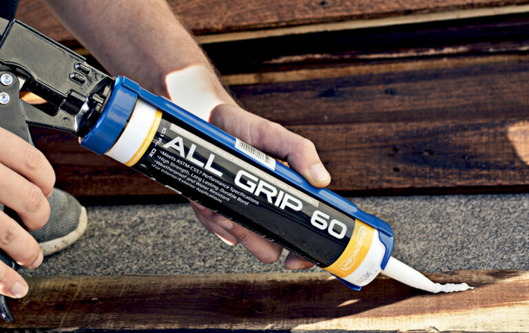 All Grip 60 Multi-Purpose Heavy Duty Construction Adhesive applied with Everkem Pro Series caulk gun