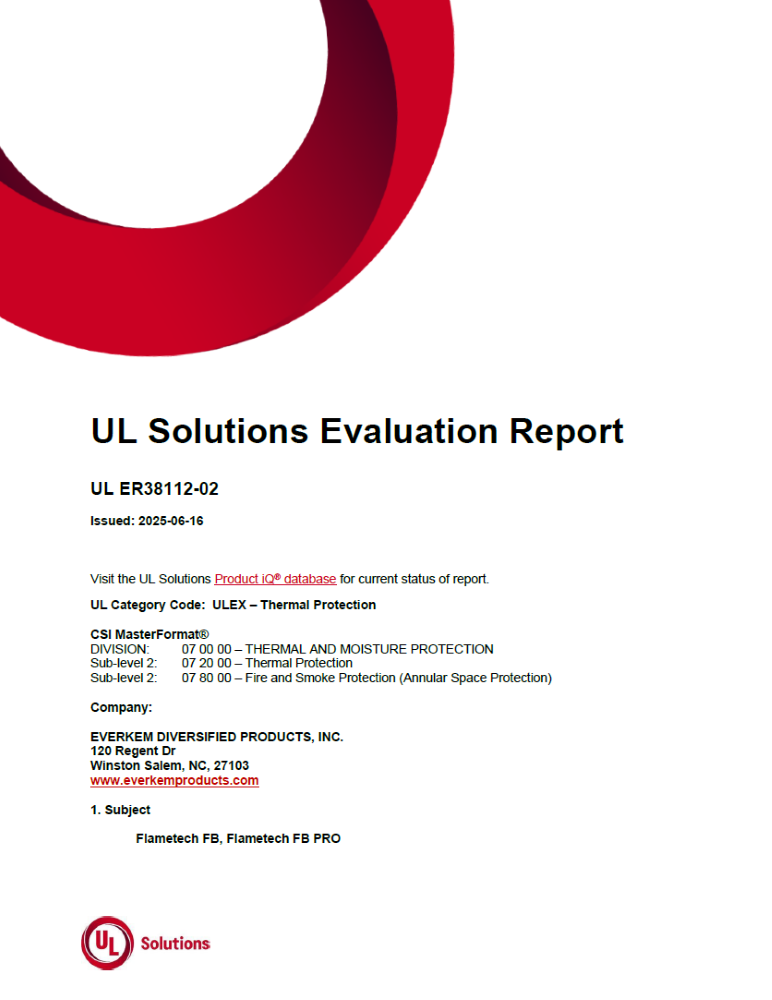 ul evaluation report fireblock foam image